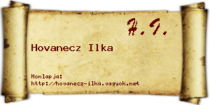 Hovanecz Ilka névjegykártya
